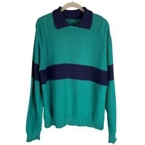 Vintage 80s colorblock lightweight collared sweater